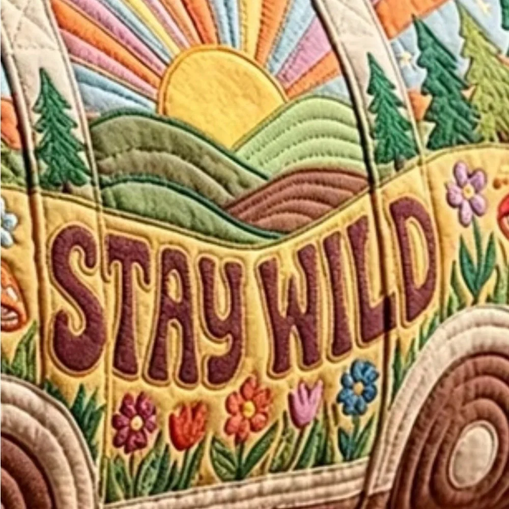 Stay Wild Colorful Canvas Weekender Bag - Pink, Yellow, Multi